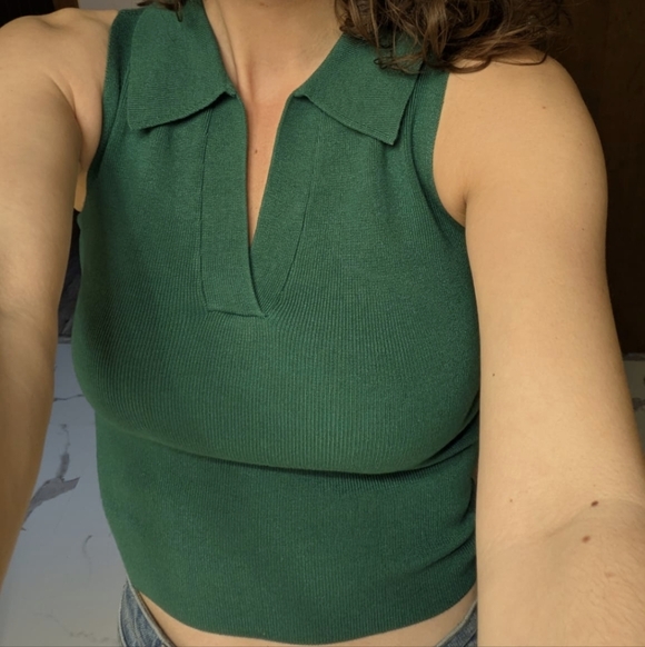 Women's Pull Over Collared Sweater Crop Tank Top Side XS A New Day - Picture 6 of 6